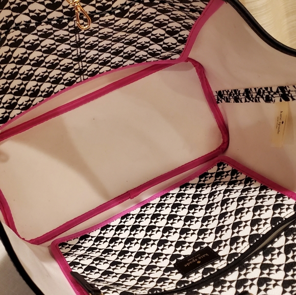 B & W Spades Tote Bag Margareta Penn Style PVC & Leather Excellent Condition - Picture 11 of 15